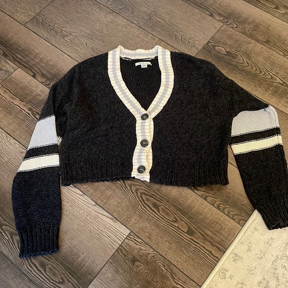 Cropped button down cardigan sweater